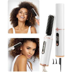 New Hair Straightening Brush 4 Temp Settings,Ceramic Heated Hot Brush Portable Straightener Comb Negative Ion Styling Tool
