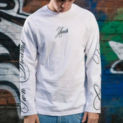 T-Shirt à manches longues pour hommes, ample et décontracté, Style américain, col rond, lettre imprimée, haut bloc de couleur, automne