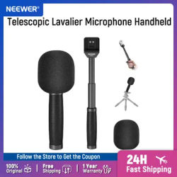 NEEWER 13"/33cm Telescopic Lavalier Microphone Handheld with Anti Off Cold Shoe Foam Windscreen Interview Mic Handle