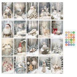 20pcs Christmas Cards With Stickers -Classic Snow Scene Design,Holiday Greetings,Home Wall Decor,Party Backdrop,Diy Photo Crafts