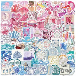 10/30/50/100pcs INS Style Blue Pink Coast Life Stickers Aesthetic Ocean Decals Stationery Laptop Guitar Cute DIY Sticker Toy