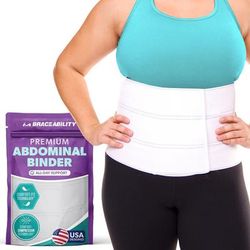 Men's Big & Tall Bariatric Surgery Abdominal Binder 12 Inch by BraceAbility in White (Size XL)