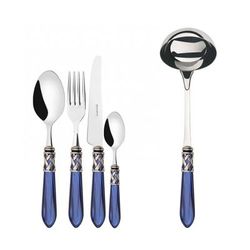 Posate set 49pz blu ghiera argento anticato