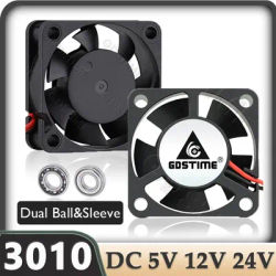 Gdstime 3010 Fan 24V Dual Ball Cooling Fan 3cm DC 12V 5V Radial Fan 30x10mm Brushless Axial Fan for 3D Printer Fan Mini Cooler