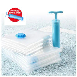 Clothing vacuum sealing bag with hand pump, 80% space-saving bag for clothes, pillows, quilts and blankets, travel essentials