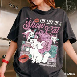 Summer Cotton T Shirt Women'S Comfortable Tee Fan Gift T-Shirt The Life Of A Showgirl Retro Marie Cat T-Shirt Pop Album Shirt