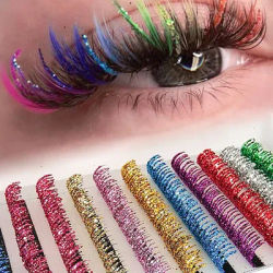 Fashion Glitter Lash Extensions Crystal Colorful Individual False Lash Mix Colors Shiny Russian Volume Professional Lash