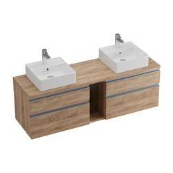 Mobile con doppio lavabo truciolato naturale chiaro