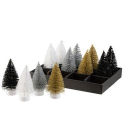 12 alberi di Natale decorativi multicolore H14 cm