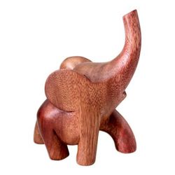 Wood sculpture, 'Elephant Strut' - Hand Made Indonesian Wood Sculpture