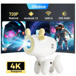 ISinbox A8 projecteur Android intelligent 200ANSI WIFI6 natif 720P prise en charge 4K vidéo Portable projecteur de faisceau de cinéma extérieur à domicile HDMI