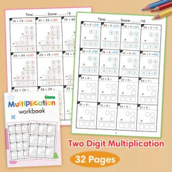 Multiplication Division Math Workbook Arithmetic Teaching Aids for Grades 3-4 Primary School Math Cognitive Training Test Book