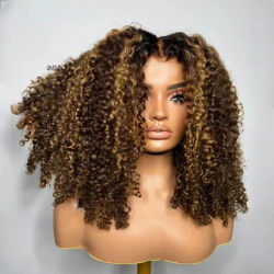 PrePlucked Highlight Blond density Lace Front Wigs 26inch Kinky Curly Synthetic Deep Water Wave For Black Women With Baby Hair