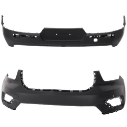 Replacement Bumper Cover Front - Primed, Rear Textured, & Rear, 1-year unlimited-mileage warranty SET-RV01030057P-C