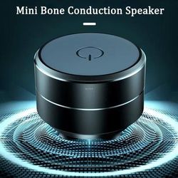 Portable Mini Bone Conduction Speaker Vibration Stereo Audio, TWS Wireless Bluetooth, Digital Metal Speaker black