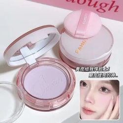 1Pc Matte Oil Control Pressed Powder Waterproof Concealer Pressed Setting Powder Lasting High Gloss Brighten Face Korean Makeup