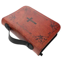 Vintage Cover Protector Large Pu Bible Case With Zipper Handle Travel Book Sleeve Storage Bag Reusable Book Protector Case For
