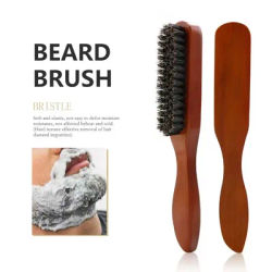 Men Beard Brush Natural Wood Handle Boar Bristle Moustache Cleaning Brush Hairdressing Anti Static Barber Hair Styling Comb