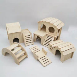 Hamster Solid Wood Small House, Swing, Sleeping Nest, Seesaw, Double - Storey Villa Toys and Supplies for Golden Hamsters
