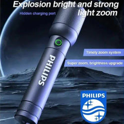 Philips 6168 lampe de poche à Zoom optique type-c lampe de poche Portable avec 4 Modes d'éclairage pour l'auto-défense Camping torche