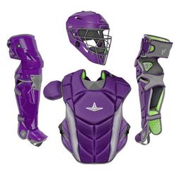 All Star MVP-Pro NOCSAE Certified Intermediate Baseball Catcher's Set Purple/Graphite