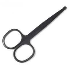 Unisex Stainless Steel Black Round Head Safe Nose Hair Scissors (Do Not Hurt Nose)