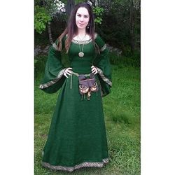 Classico Senza Tempo Medievale Abito da cocktail Lunghezza alla caviglia Vestito Abito da Ballo Abito Tunica Vichingo Straniero Taglie Forti Elfico Girocollo Costume Per donna Femminile Celtico