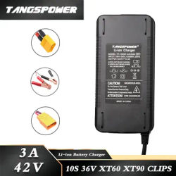 42V 3A Lithium Battery Charger 10Series 36V 3A Charger Li-ion Battery Pack Charger Fast Charging XT60-XT90-CLIPS Connector