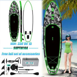Planche de Paddle Camouflage FunWater SUPFW10A Gonflable 330cm Vert Noir avec Accessoires Complets pour Sports Nautiques Plage