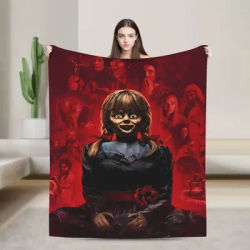The Conjuring Red Annabelle Photo Flannel Blanket Warm Soft Throw Blanket for Couch Chair Travel Office Bedspread Sofa Bed Cover