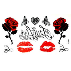 Butterfly Kiss Waterproof Temporary Tattoos men flash tattoo sleeve Rose love forever harajuku tatoo henna body art sticker