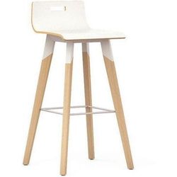Tabouret Blanc Avec Pieds En Bois Hêtre Naturel - EOL
