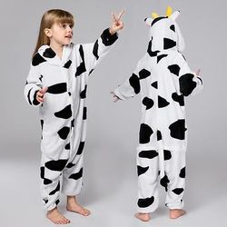 1 pcs Costume da band di animali Pigiama Kigurumi Costume di fantasia Pigiami e camicie da notte Fantasia animale Cartone animato Mucca Caldo Pigiama Costume Divertente Bambini Unisex Ragazzi e