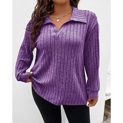 Per donna Blusa Semplice Elegante Vintage Manica Lunga Scollo a V Top Regolari Quotidiano Ferie Uscire Patchwork Nero Rosa Vino Blu Reale Viola Autunno