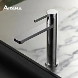 AITANA modern brass black bathroom faucet with simple design, one hole single handle hot and cold water basin Mixer