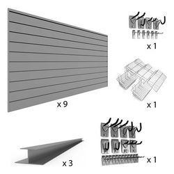 Proslat PVC The U-Turn Slatwall Bundle - Light Gray