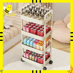 Multifunctional Trolley Organizer with Wheels 3/4/5 Layer Mobile Bathroom Storage Rack Household Kitchen Cart for Home Storage