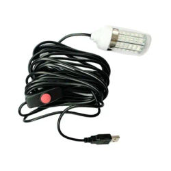 Lampe sous-marine pour leurre de poisson, 5V, vert/blanc/bleu/lumière chaude, USB, détecteur de poisson, avec radeau de ligne de 5m, pour pièces de pêche de nuit