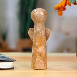 'Minimalist Hand-Carved Brown Marble Figurine Made in Mexico'