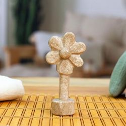 'Spring-Themed Floral Handmade Earthy-Toned Marble Sculpture'