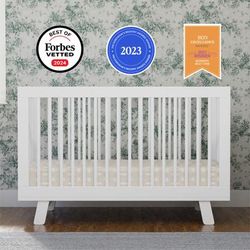 Babyletto Hudson 3-in-1 Convertible Crib with Toddler Bed Conversion Kit - White