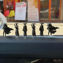 Mini Chinese Swordsman Figure Exquisite Ancient Car Statue Ornament Cartoon Swordsman Miniatures Interior Decor