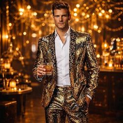 Disco Anni '80 Frac Taglie Forti Lunghe Disco Paillettes Costume Per uomo Costume di Carnevale Mascherata Club Parata dell'Orgoglio Mese dell'orgoglio Adulti Cappotto