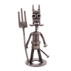 'Devil-Themed Eco-Friendly Recycled Auto Part Figurine'