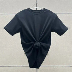 T-shirt femme nouveau élastique tricoté coupe ajustée col rond haut à manches courtes pour l'été 2025 pur coton haut court corset femme