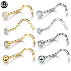 1/10pcs Titanium Nose Stud Piercing with Zircon 1.5/2/2.5/3mm Nariz Studs 20G 18G Nose Rings Nostril Piercing Body Jewelry