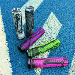 1 Pair 22.2mm Single-Sided Lock-On MTB//BMX/DH Bike Rubber Handlebar Grips with Aluminum Alloy Lock Rings, Y-Shaped Anti-Slip