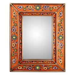 'Sunset-Palette Handmade Reverse-Painted Glass Wall Mirror'