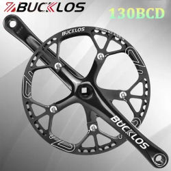 BUCKLOS Folding Bike Cranksets 130BCD Square Hole Bicycle Crank 45T 47T 53T 56T 58T Bike Chainring 170MM Crankset Cycling Parts