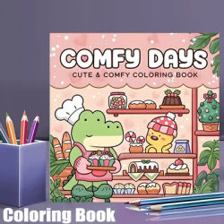 28 Pages Comfy Day Coloring Book, Colouring Book for Valentine's Day Gifting, Birthday Party Gift, Drawing Supplies, Christmas
